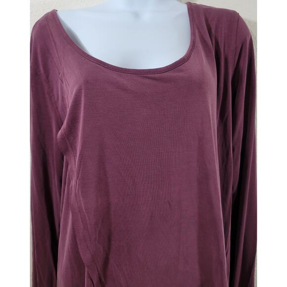 Cato Burgundy Draped Layered Round Neck Slub Knit Top XL Lightweight Stretchy - Picture 7 of 7